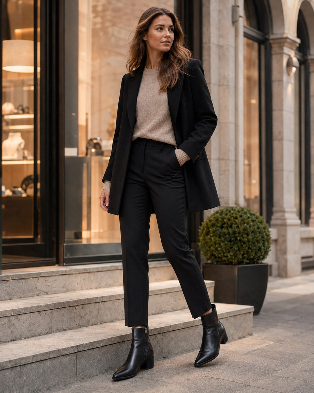 RodHod Damen Echtleder Stiefeletten Schwarz